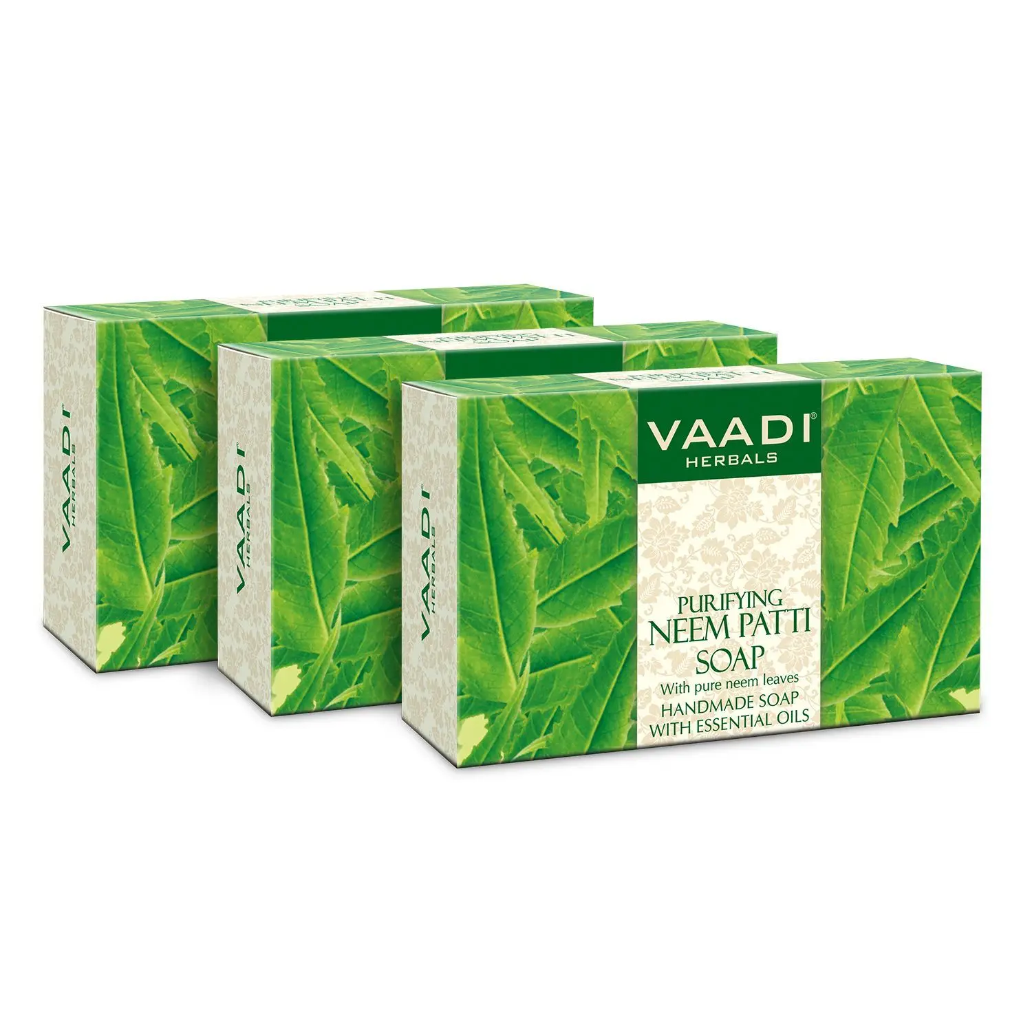 Vaadi Herbals Neem Patti Soap Contains Pure Neem Leaves (75 g) (Pack of 3)