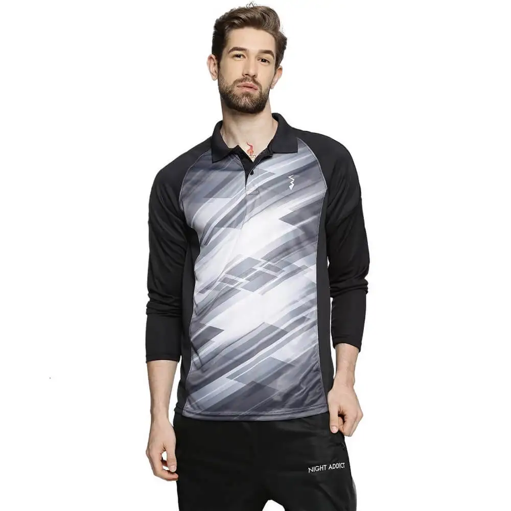 Campus Sutra Graphic Print Men Polo Neck T Shirt,  Black & White  XL