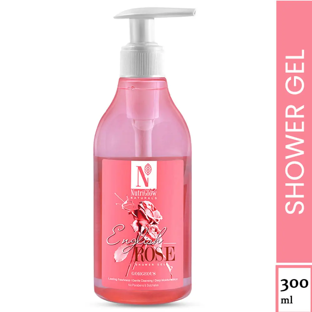 NutriGlow NATURAL'S English Rose Shower Gel For Long Lasting Freshness, 300 ml