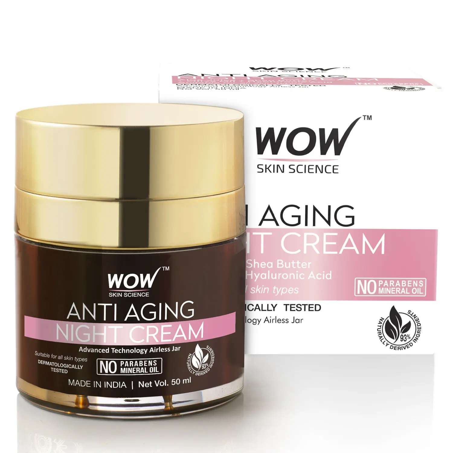 WOW Skin Science Anti Aging Night Cream- Anti wrinkles and Fine lines- No Parabens & Mineral Oil Night Cream, 50mL