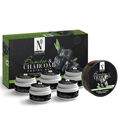 NutriGlow NATURAL'S Bamboo Charcoal Facial Kit (260gm) & Face Pack (200gm) For Remove Blemishes