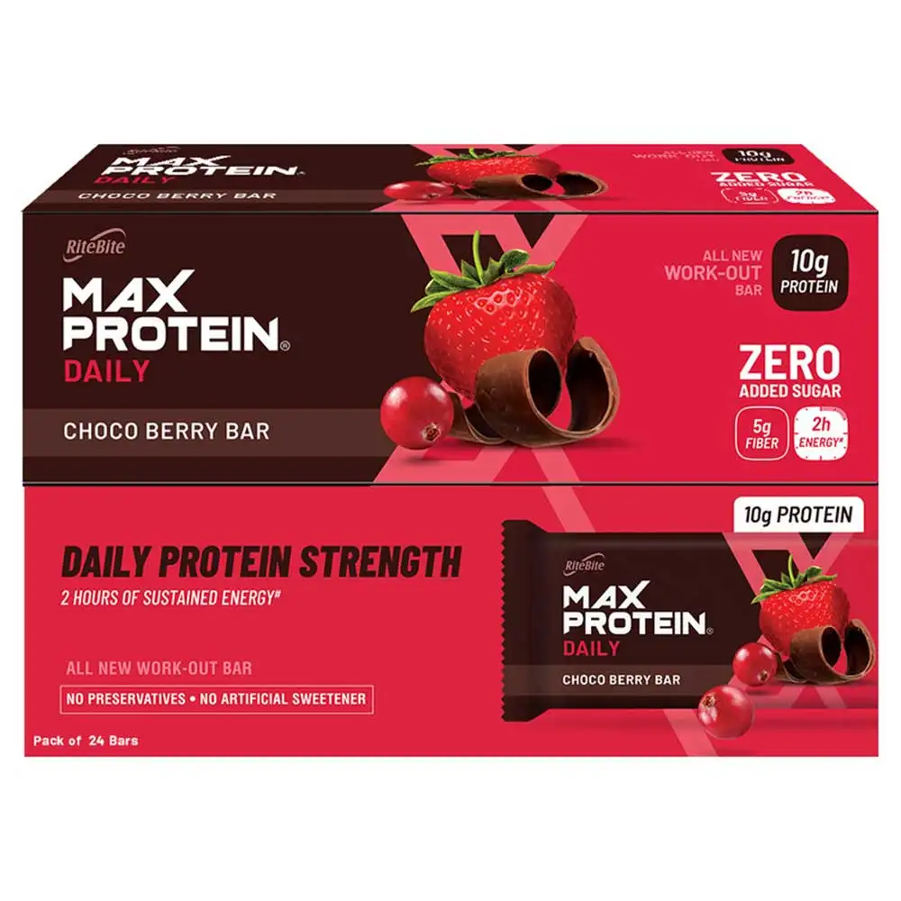 RiteBite Max Protein Daily Bar (10g Protein),  24 bar(s)  Choco Berry