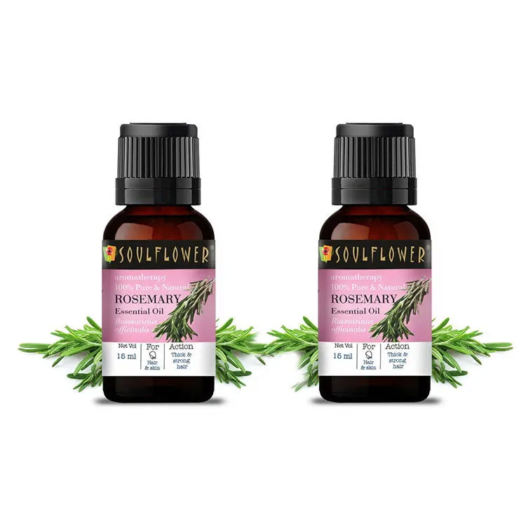 Soulflower Rosemary Oil for Healthy Hair & Shiny Skin, Pure-Therapeutic Grade For Aromatherapy Combo