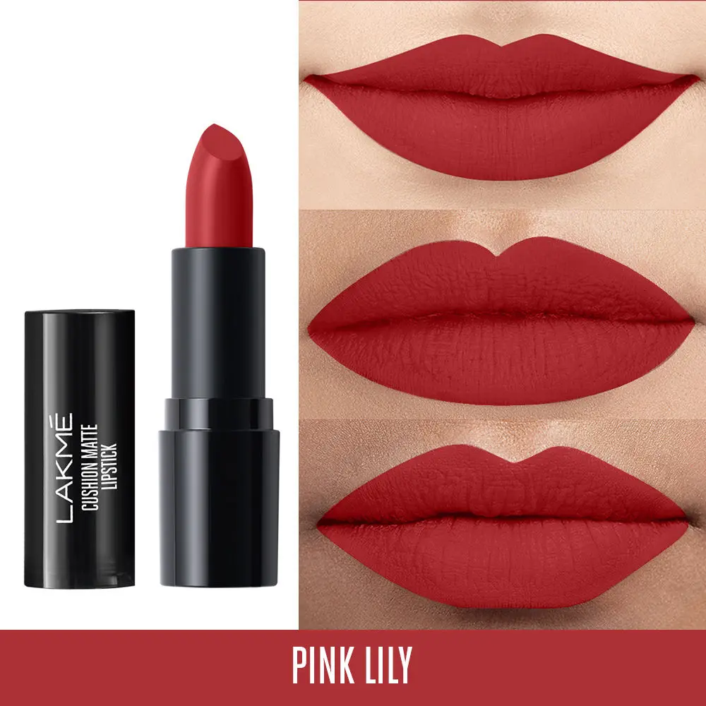 Lakme Cushion Matte Lipstick, Pink Lily, 4.5g