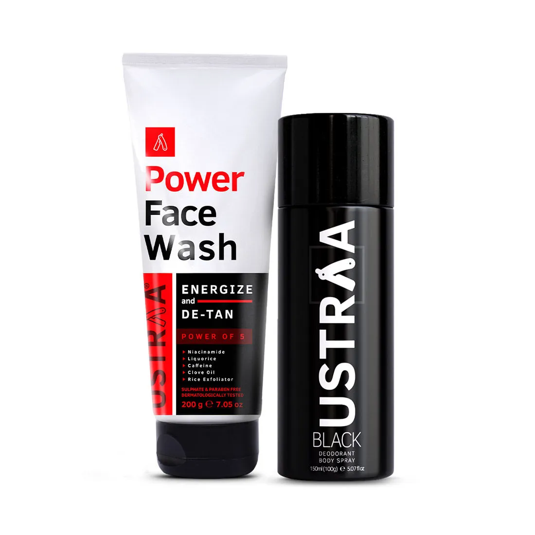 Ustraa Power Face Wash De-tan & Black Deodorant Body Spray