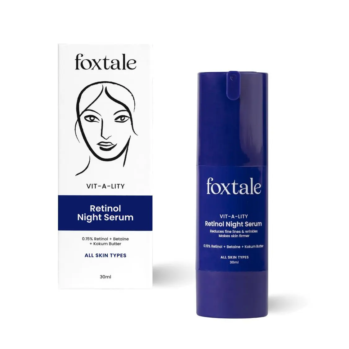 Foxtale Vit-A-Lity 0.15% Encapsulated Retinol Night Serum For Fighting The Signs Of Ageing - 30ml