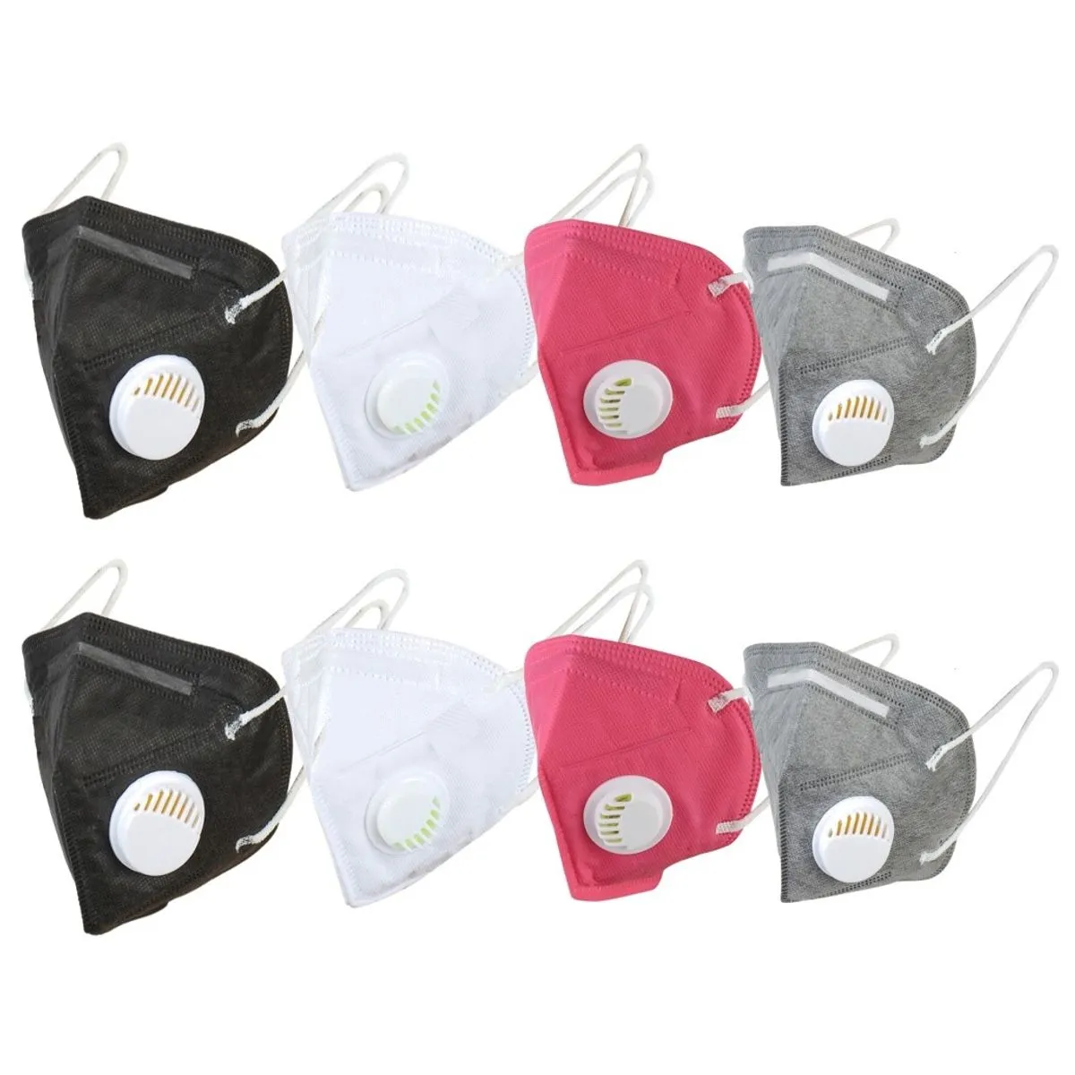 OOMPH Pack Of 8 Kn95/n95 Anti-pollution Reusable 5 Layer Mask Color: White Black Grey Pink