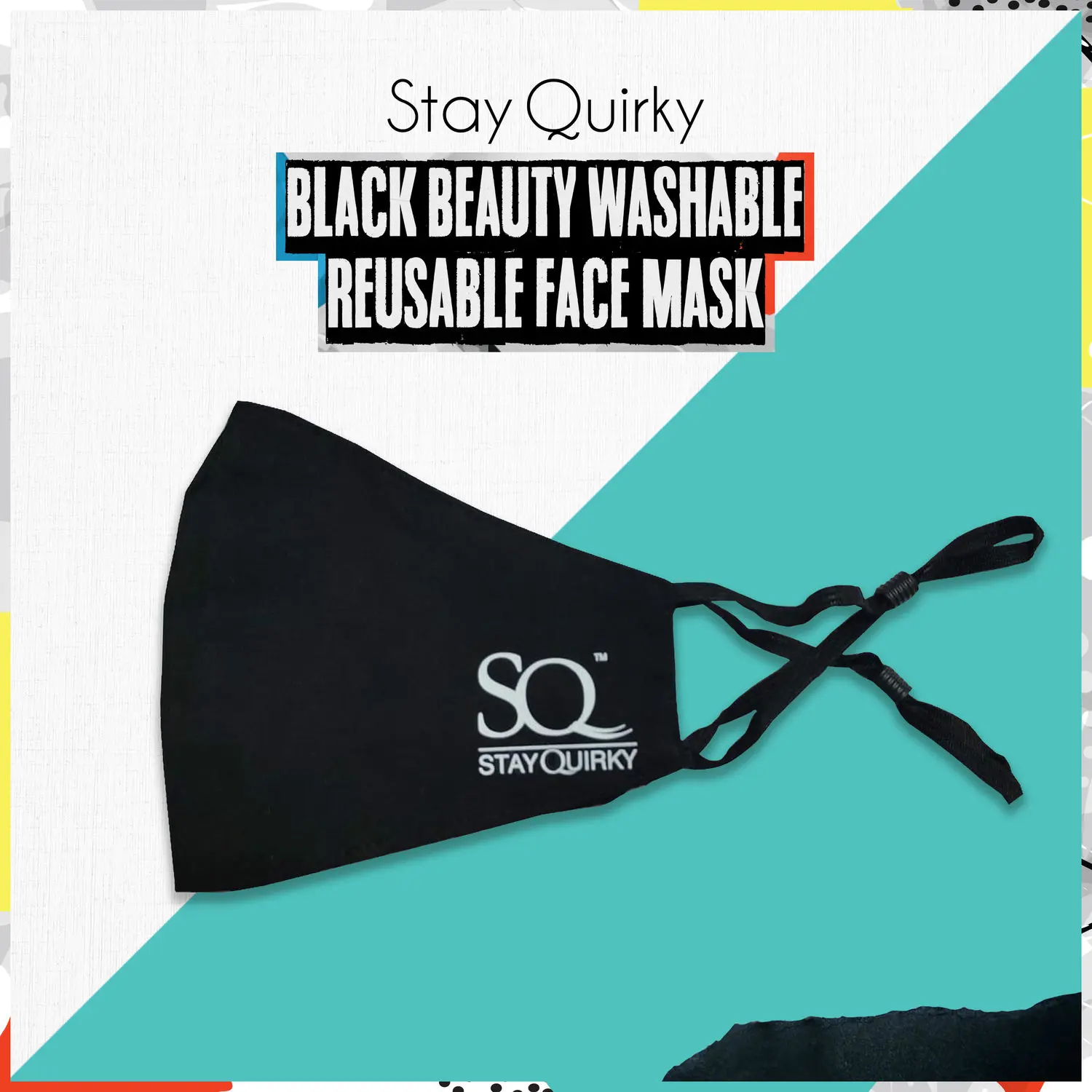 Stay Quirky Black Beauty Washable Reusable Face Mask