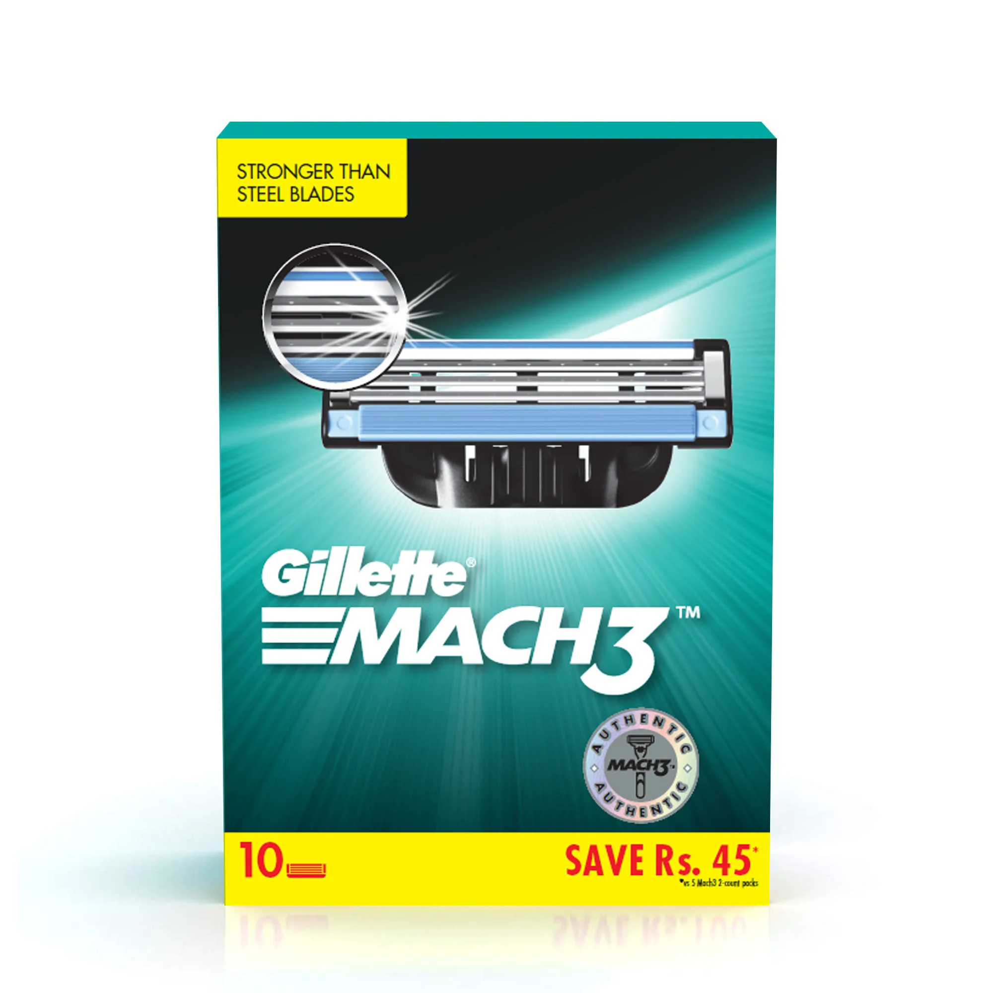 Gillette Mach 3 Shaving Blades Save Rs.45 (Pack Of 10 Cartridges)