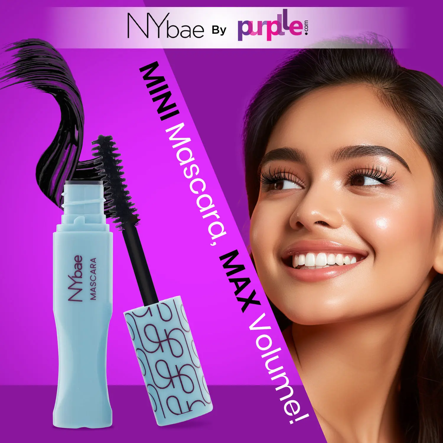 NY Bae Long Lash Mascara - Length and Volume | Long Eyelashes | Quick Hair Cara |Smudgeproof | Black Mini Maskara | Eye Makeup | Travel Pack | (5ml)