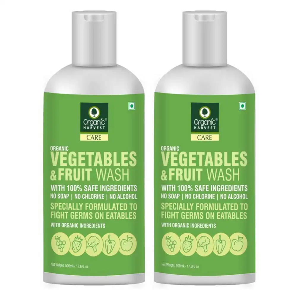 Organic Harvest Vegetables & Fruits Wash,  Fragrance Free  500 ml  Protection from Germs (Pack of 2)