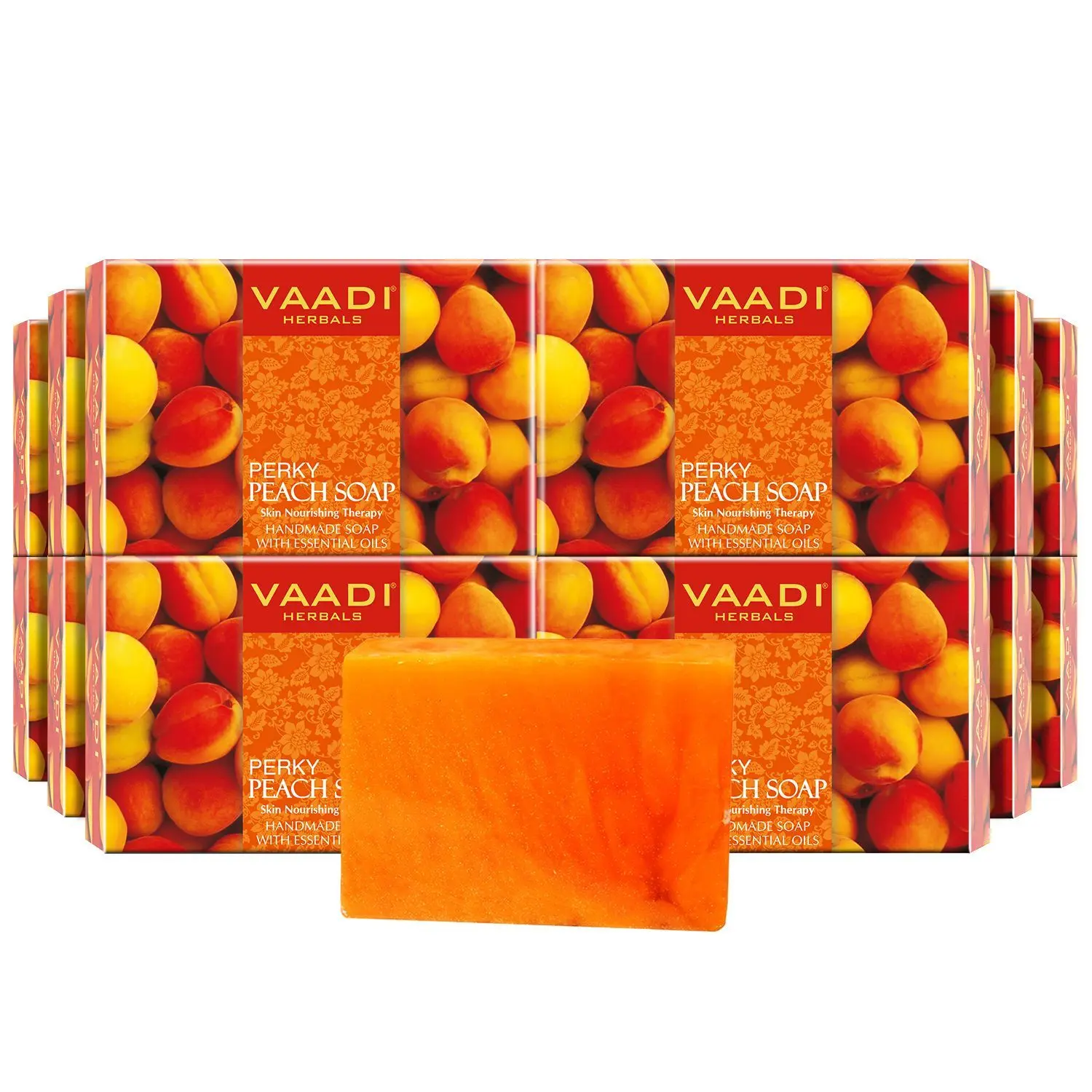 Vaadi Herbals Pack of 12 PERKY PEACH SOAP with Almond Oil (12 x 75 g)