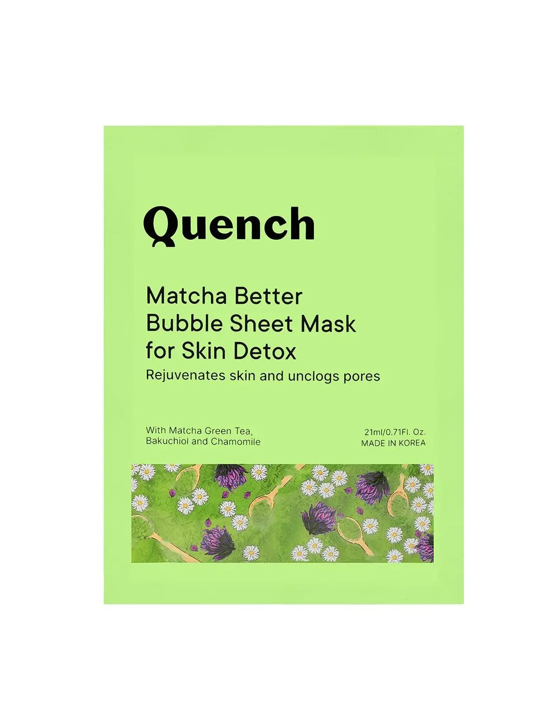 Quench Botanics Matcha Better Bubble Sheet Mask for Skin Detox | Korean Skin care (21 ml)