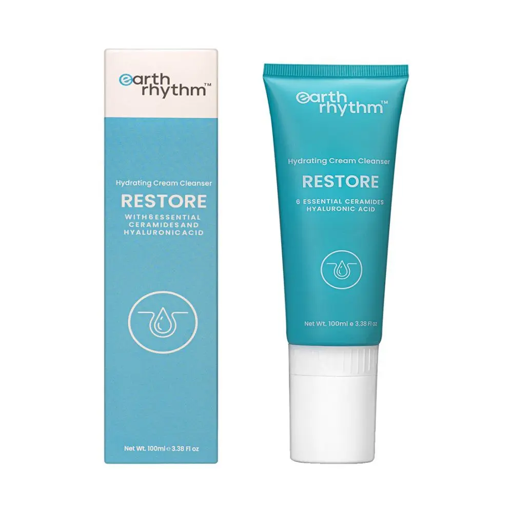 Earth Rhythm Restore Hydrating Cream Cleanser 6 Essential Ceramide Complex Hyaluronic Acid | Locks in Moisture, Restore the Skin's barrier, Clean Dirt & Makeup | for Normal to Dry Skin | Men & Women - 100 ML