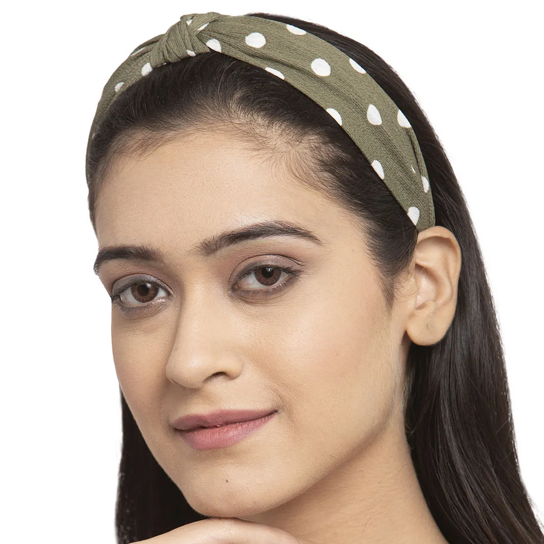 Ferosh Olive Green Polka Dots Hair Band