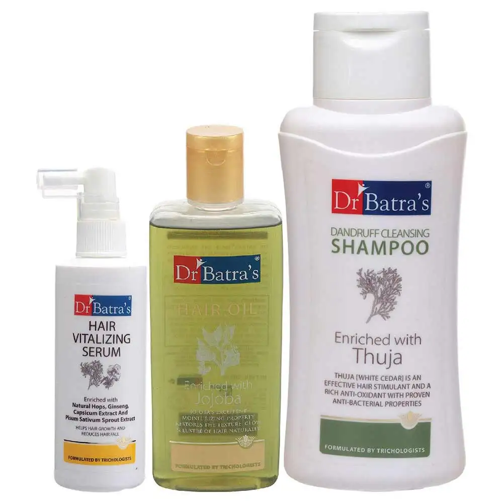 Dr Batra's Hair Vitalizing Serum, Dandruff Cleansing Shampoo - 500 ml & Hair Oil - 200 ml Combo,  3 Piece(s)/Pack  Dandruff Control