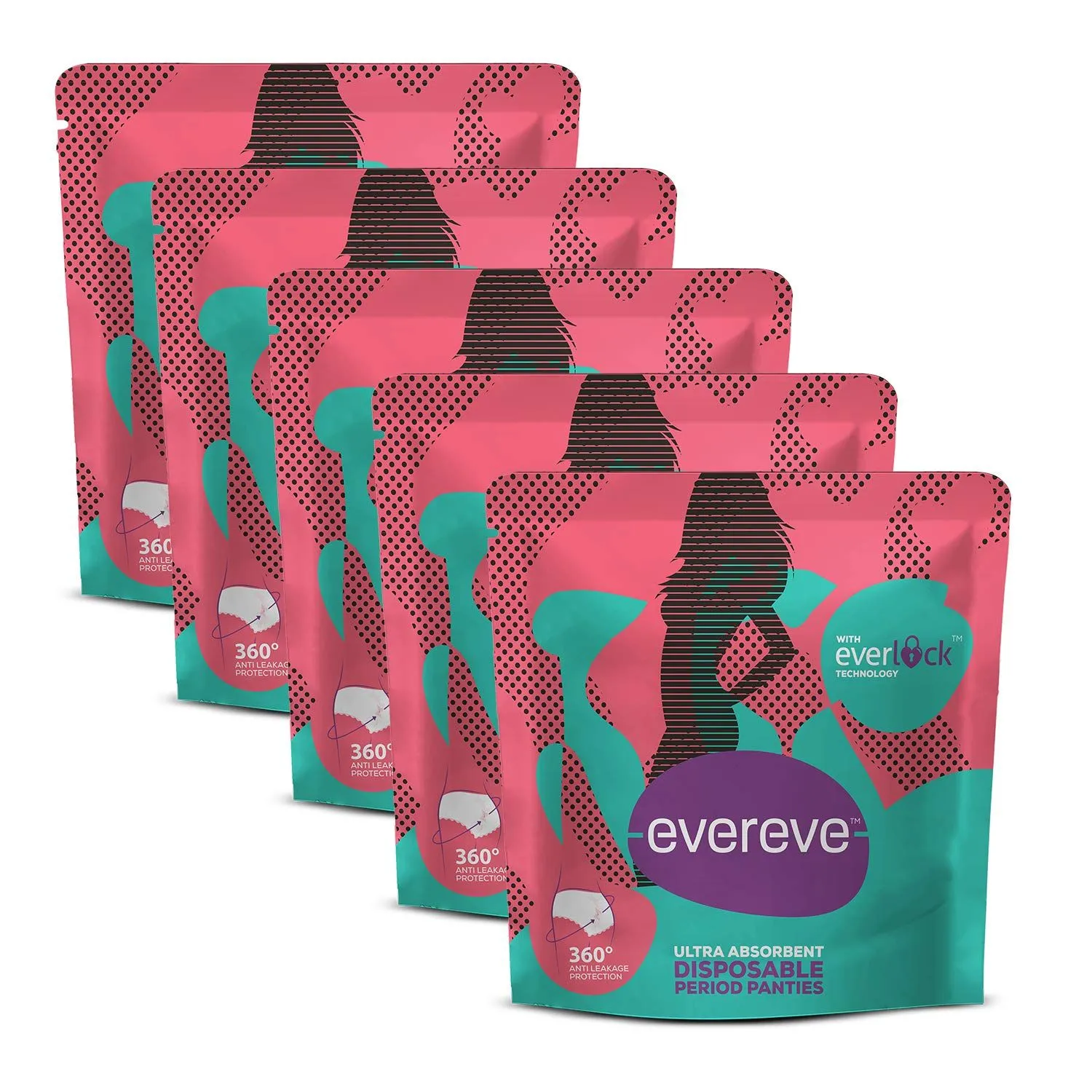 EverEve Ultra Absorbent Disposable Period Panties For Sanitary Protection, S-M (Pack oF 5) (10 Pcs)