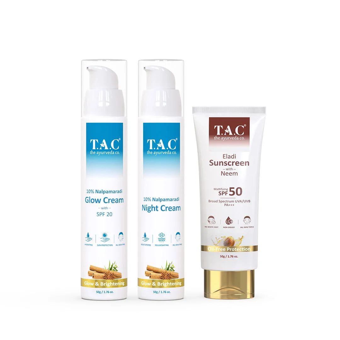 TAC - The Ayurveda Co. Oil Free Moisturizer Day Cream Anti Aging Night Cream SPF 50 Sunscreen