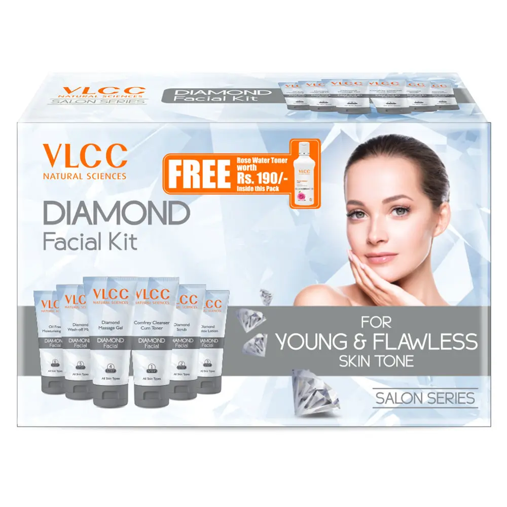 VLCC Diamond Facial Kit + FREE Rose Water Toner Worth (300 g + 100 ml)