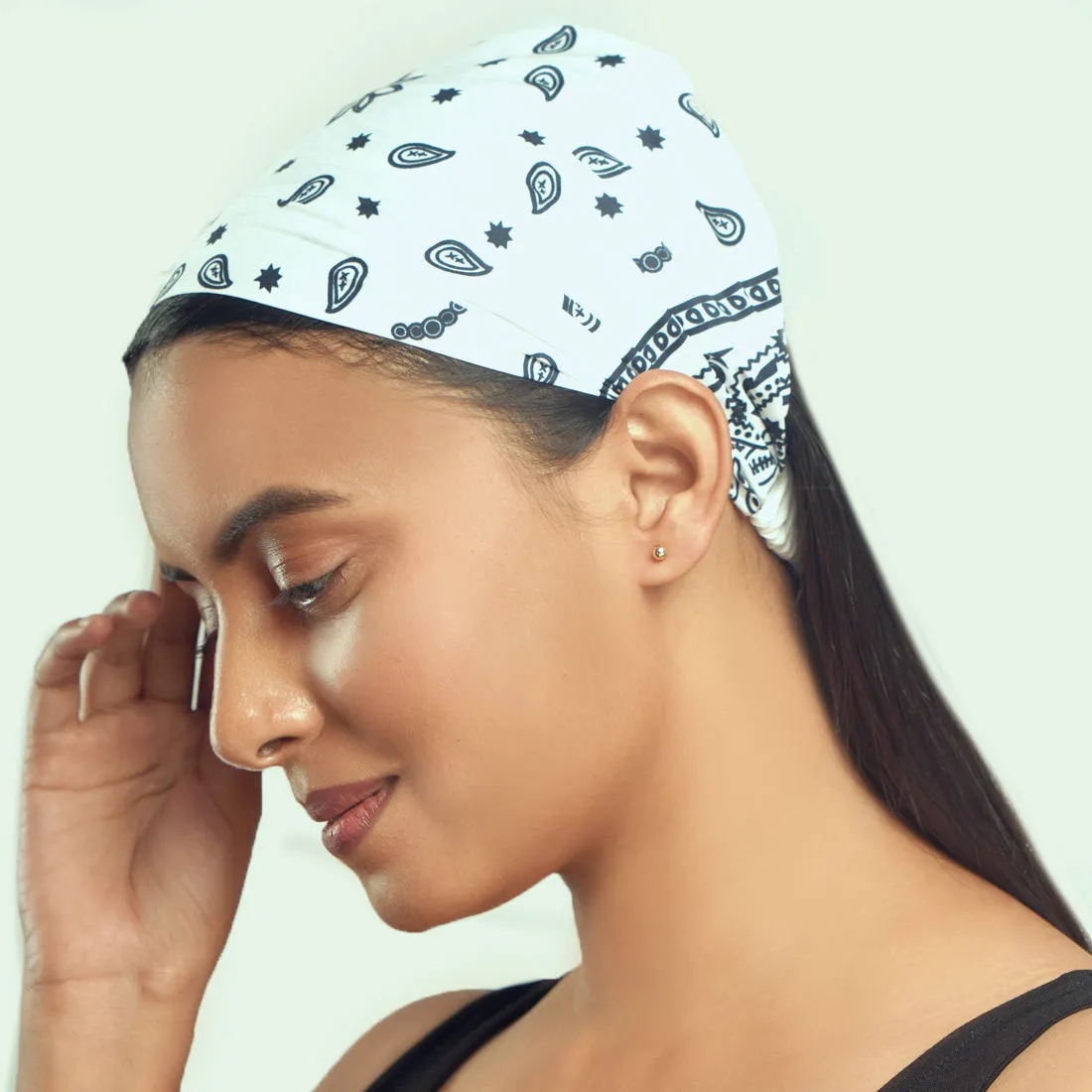 Belleziya White Bandana Scarf Headband For Women