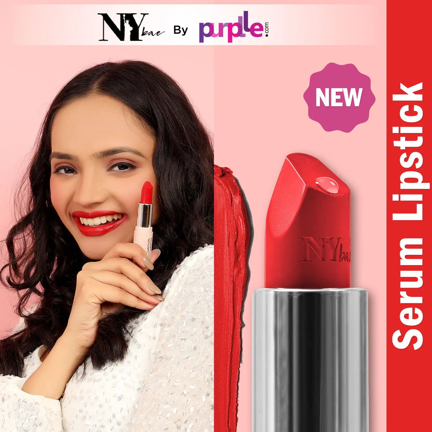 NY Bae Runway Serum Lipstick - Red Rush 12 (4.2 g) | Red | Highly Pigmented | Vitamin E & Fruit Oils | Lightweight | Non-Drying