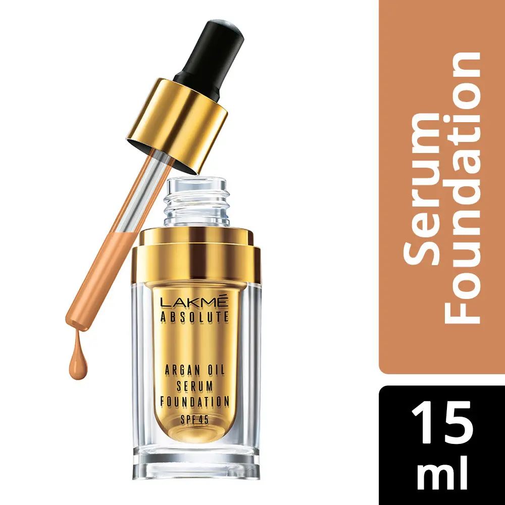 Lakme Absolute Argan Oil Serum Foundation with SPF 45, W180 Warm Natural, 15 ml