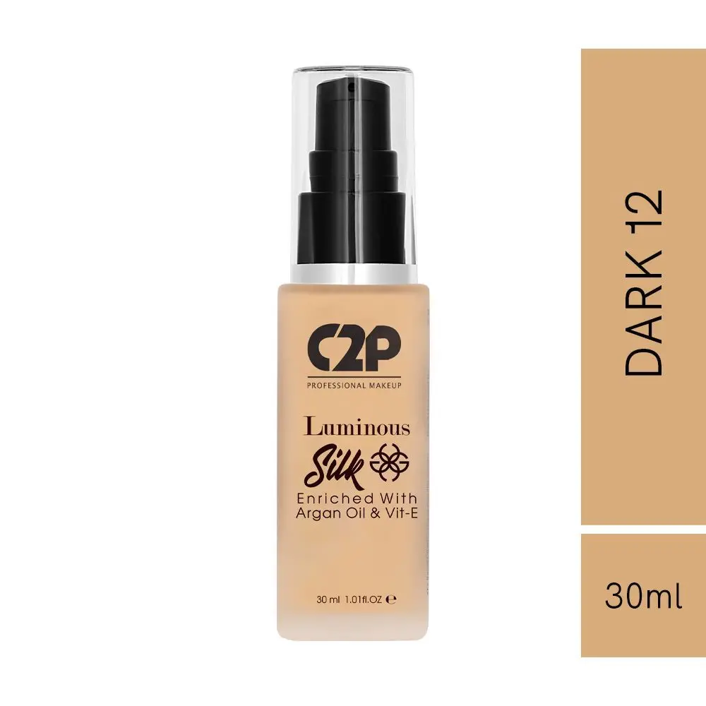 C2P Pro Luminous Silk Liquid Foundation Enriched with Argan Oil & Vitamin E - Dark 12