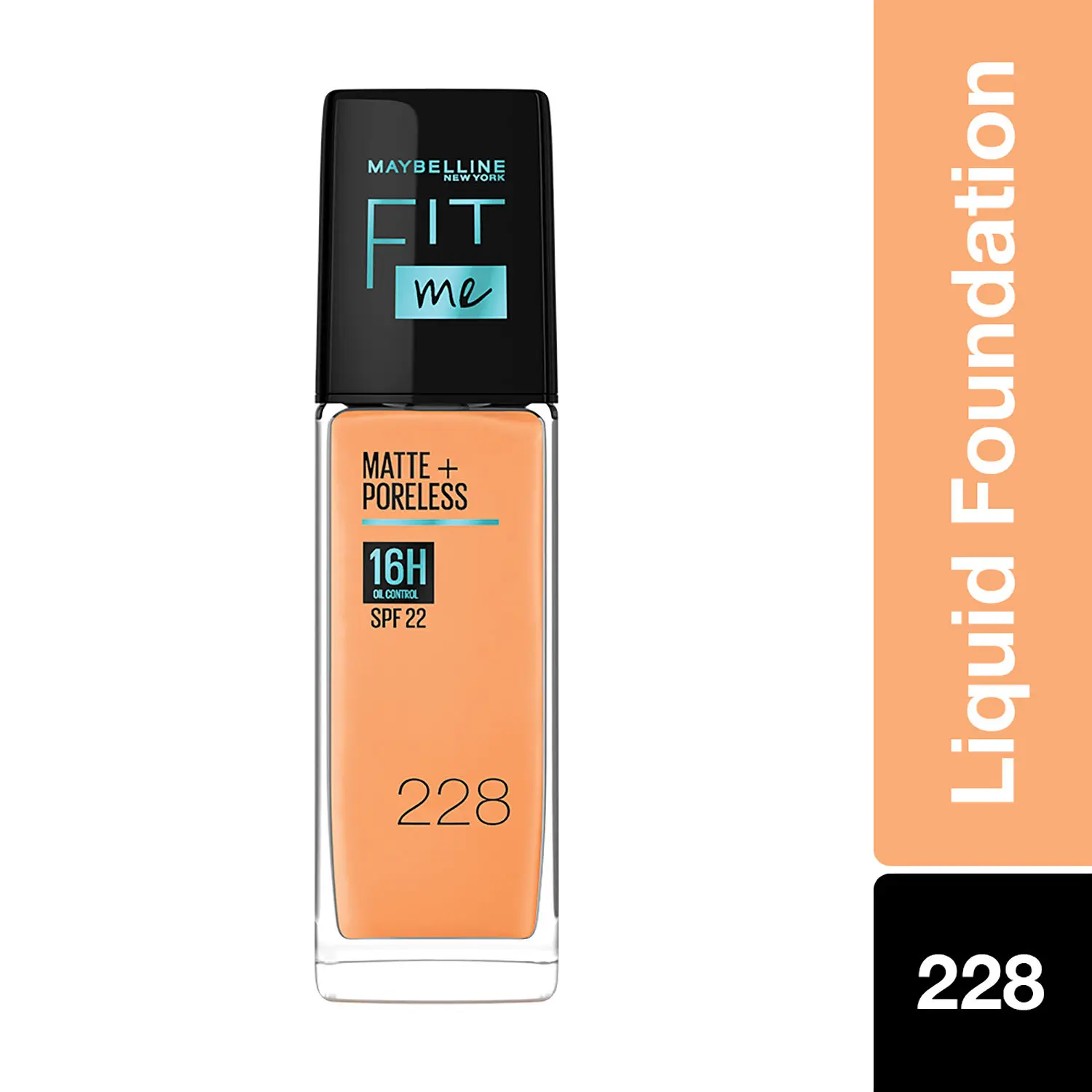 Maybelline New York Fit Me Matte+Poreless Liquid Foundation 16H Oil Control  - 228 Soft Tan, 30 ml