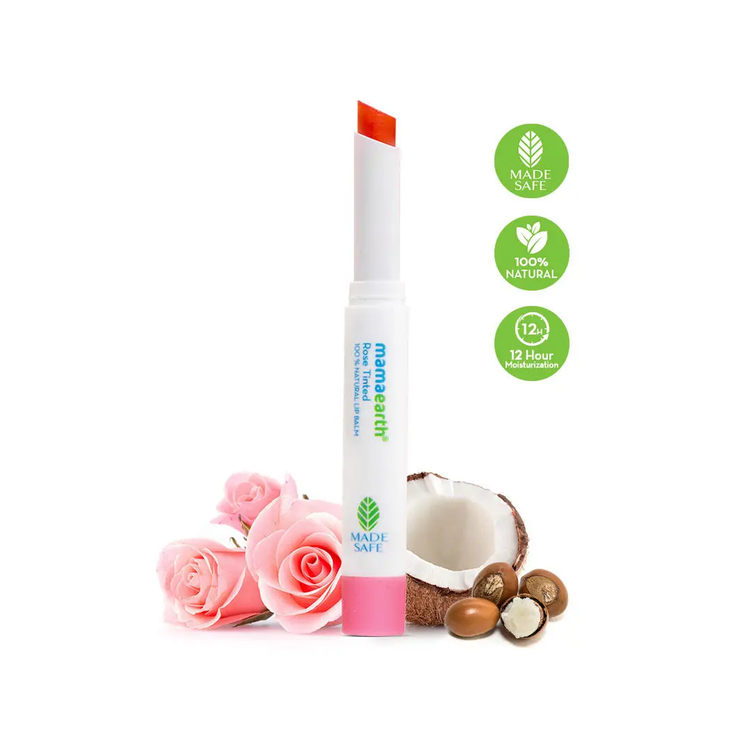 Mamaearth Rose Tinted 100% Natural Lip Balm for bright Lips, With Rose & Castor Oil For 12 Hour Moisturization (2 g)