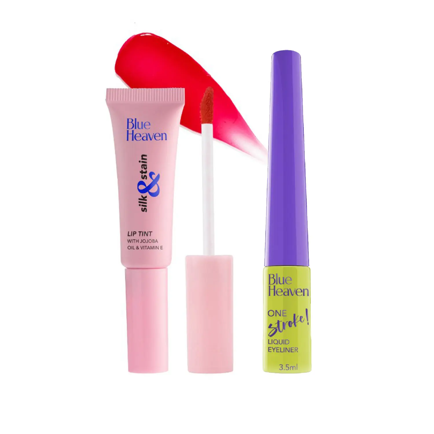 Blue Heaven Lip Tint + Eyeliner Combo - Raspberry Love | Lip & Cheek Tint, Raspberry Love | Eyeliner, Black |Pack of 2