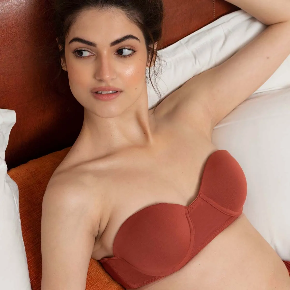 Curwish Enchantress-Rust Strapless Push Up Bra 3 in 1 (30D)