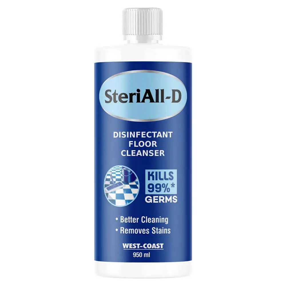 West Coast SteriAll-D Disinfectant Floor Cleanser,  Fragrance Free  950 ml  Kills 99% Germs (Pack of 5)