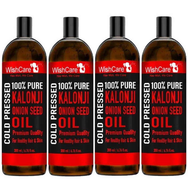 WishCare 100% Pure Cold Pressed Kalonji Black Onion Seed Oil for Healthy Hair and Skin (Pack of 4)