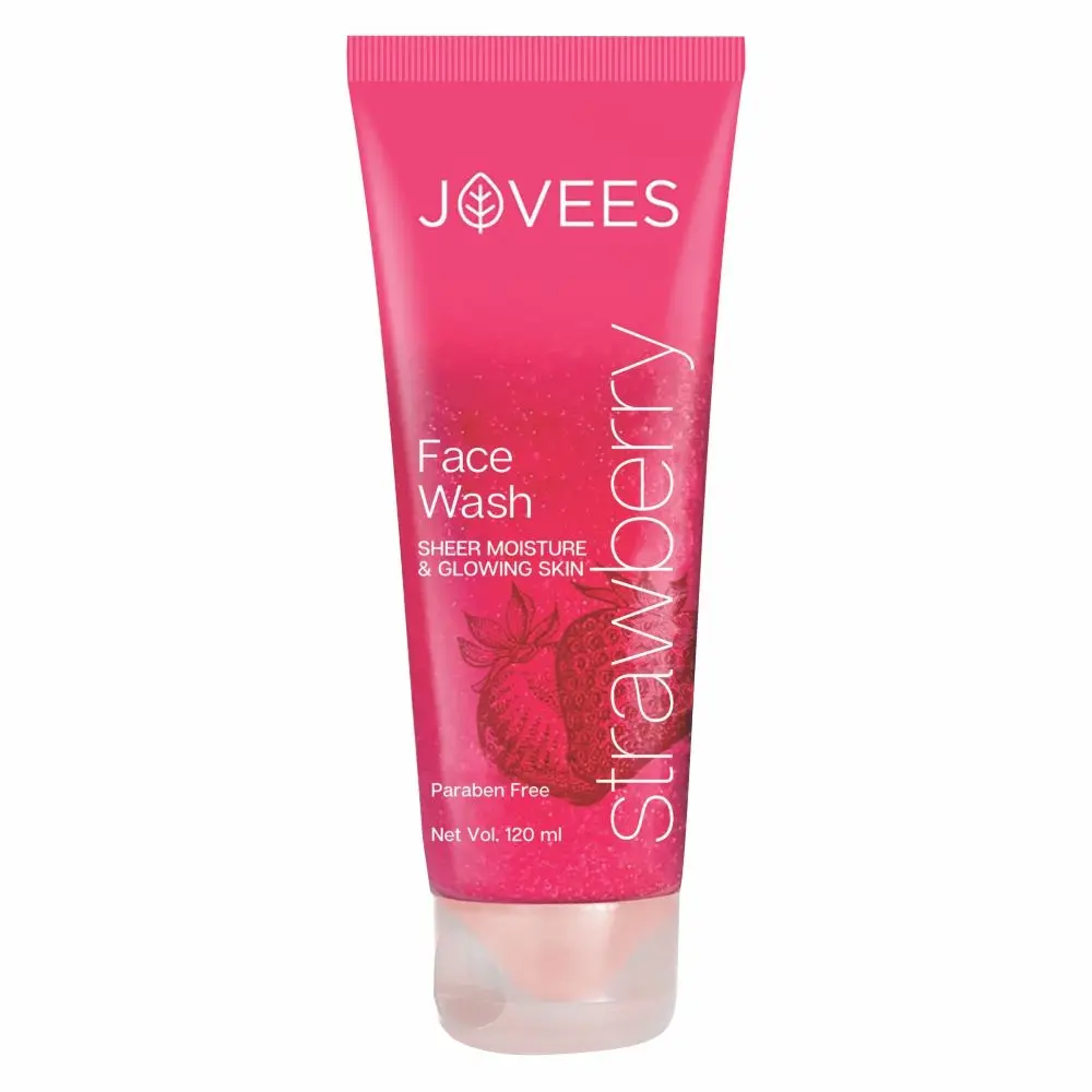 Jovees Herbal Strawberry Face Wash For Women/Men | For Dry Skin | Deep Moisturising and Glowing Skin | Paraben & Alcohol Free | 120 ML (Pack of 1)