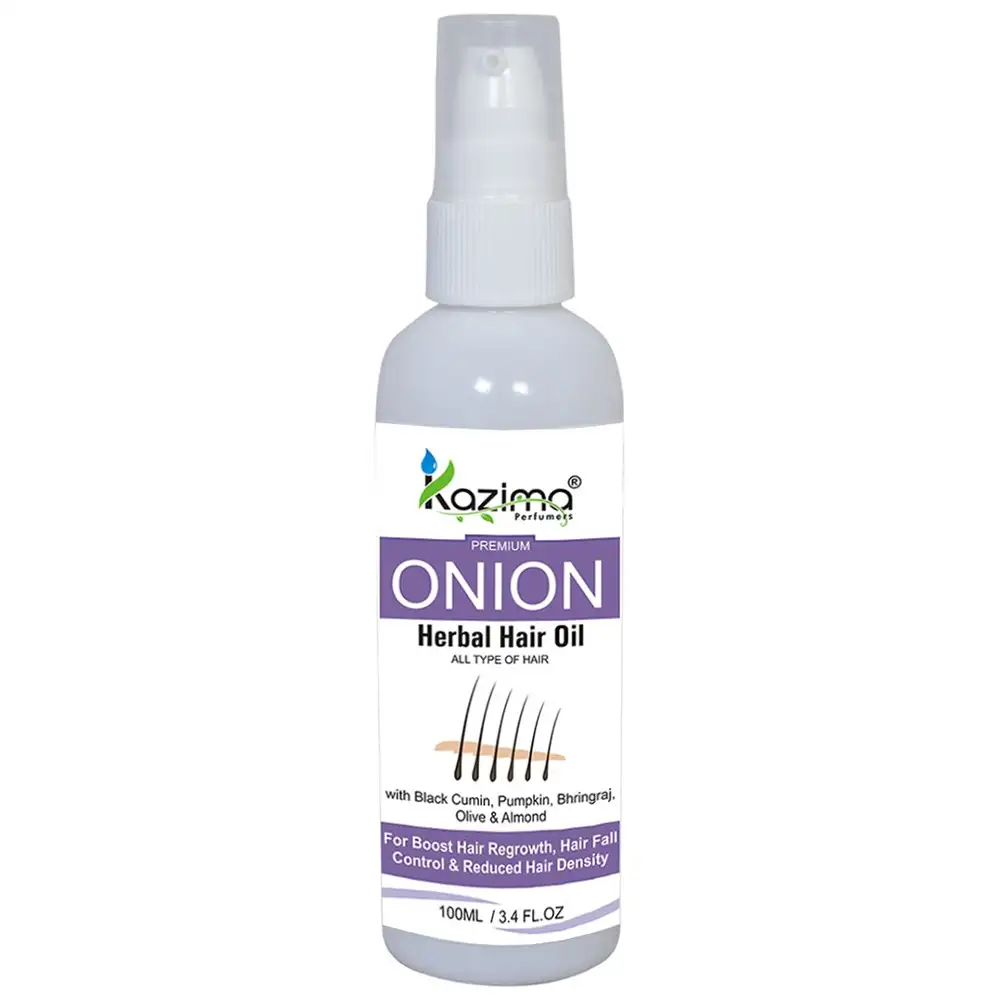 Kazima Onion Herbal Hair Oil,  100 ml  for Boost Hair Regrowth, Hair Fall Control & Reduced Hiar Density