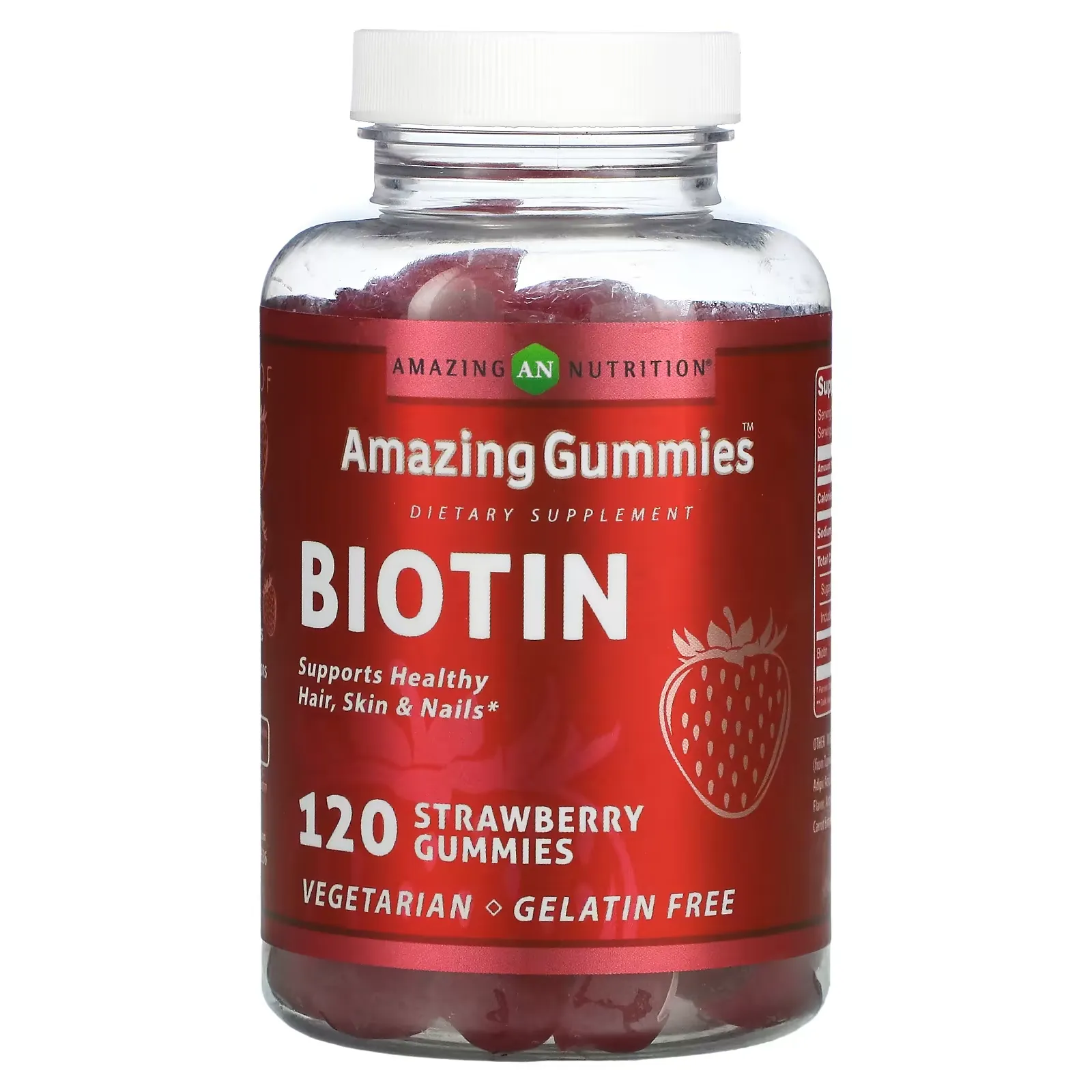 Amazing Gummies, Biotin, Strawberry, 120 Gummies