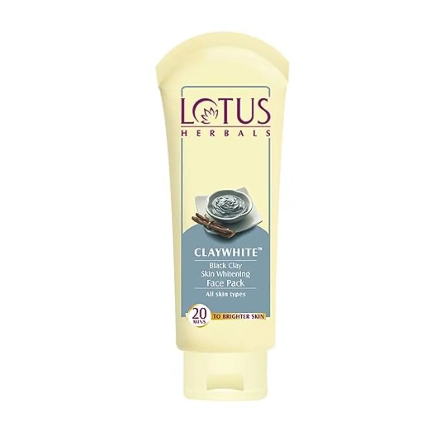 Lotus Herbals Claywhite Black Clay Face Pack | Detans Skin & Unclogs Pores | 120g