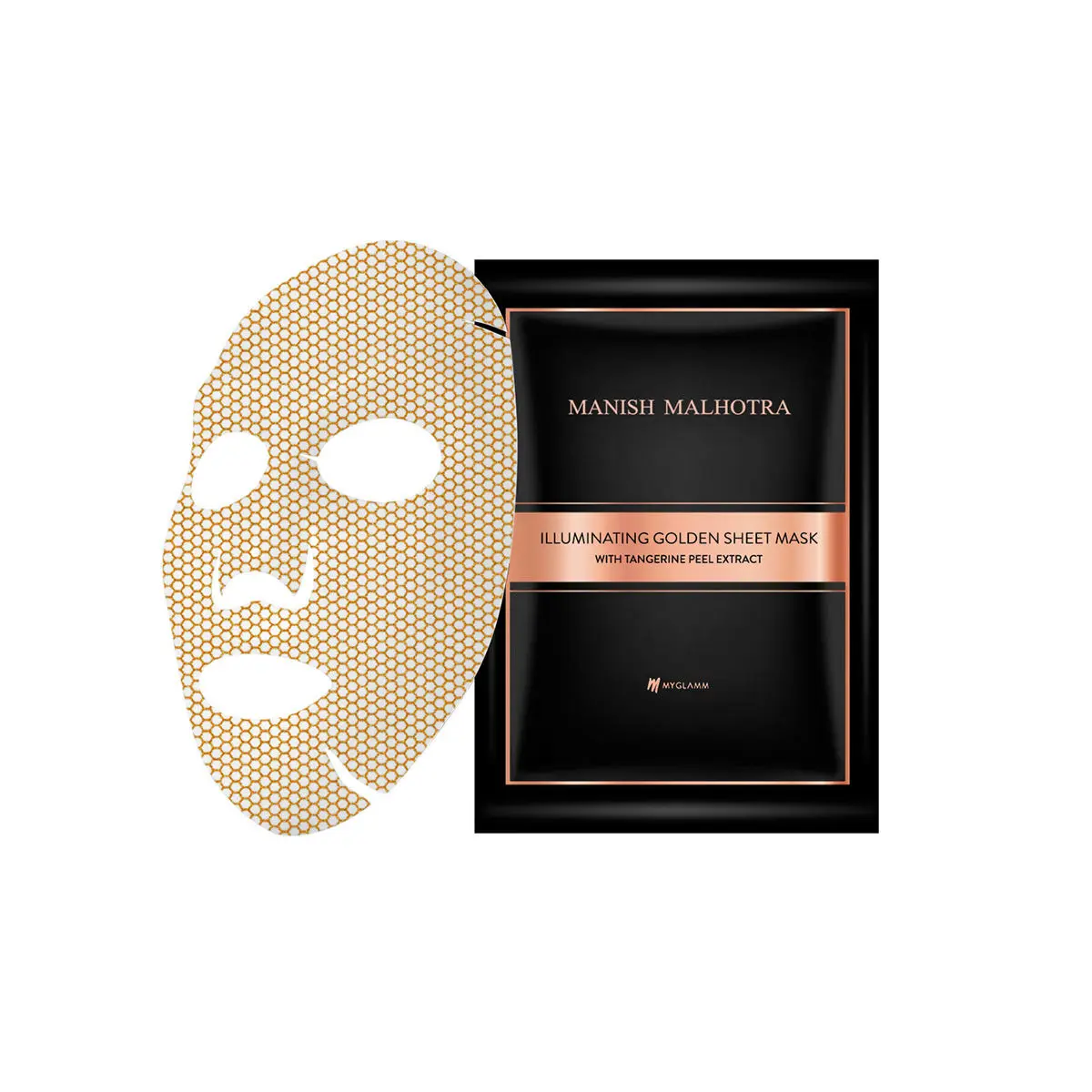 Manish Malhotra Beauty By MyGlamm Illuminating Golden Face Sheet Mask With Tangerine Peel Extract-20gm