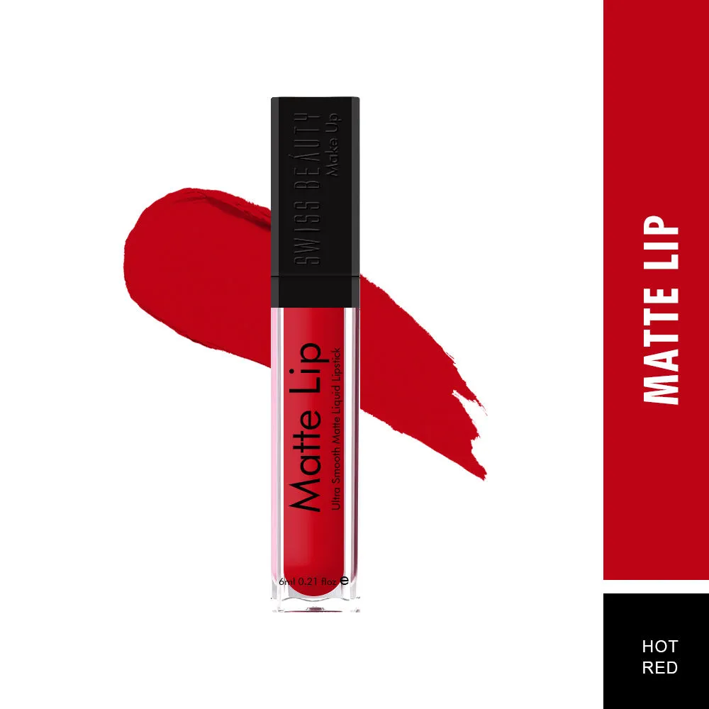 Swiss Beauty Matte Lip Ultra Smooth Matte Liquid Lipstick - 1 Hot Red