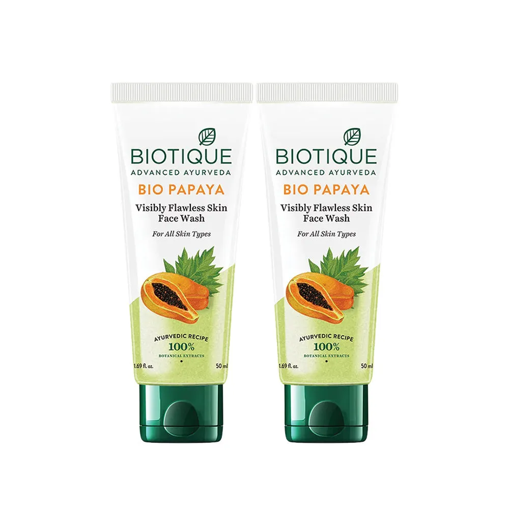 Biotique Bio Papaya Visibly Flawless Skin Face Wash - Pack of 2