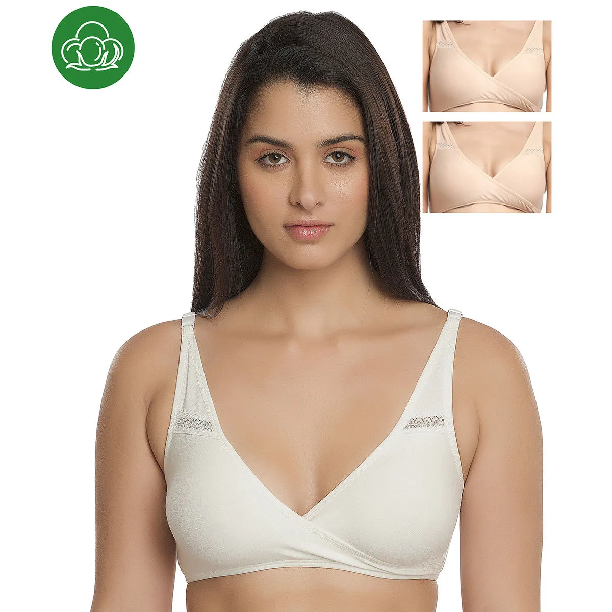 Inner Sense Organic Antimicrobial Sleeping/Feeding Bra Pack Of 3 - Multi-Color (40B)