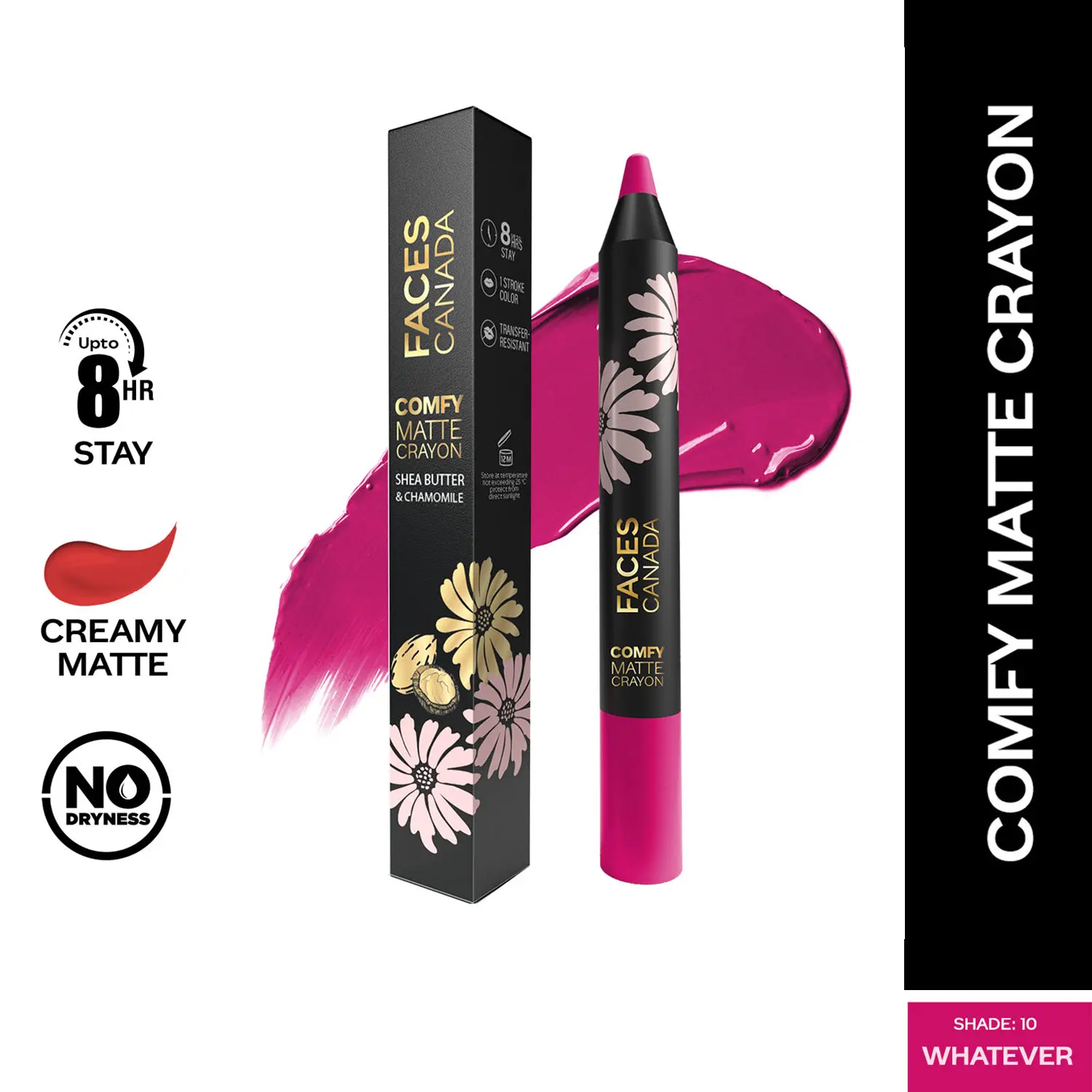 Faces Canada Comfy Matte Crayon I Creamy Matte I Chamomile & Shea Butter I Alcohol-free I Whatever 10 2.8g