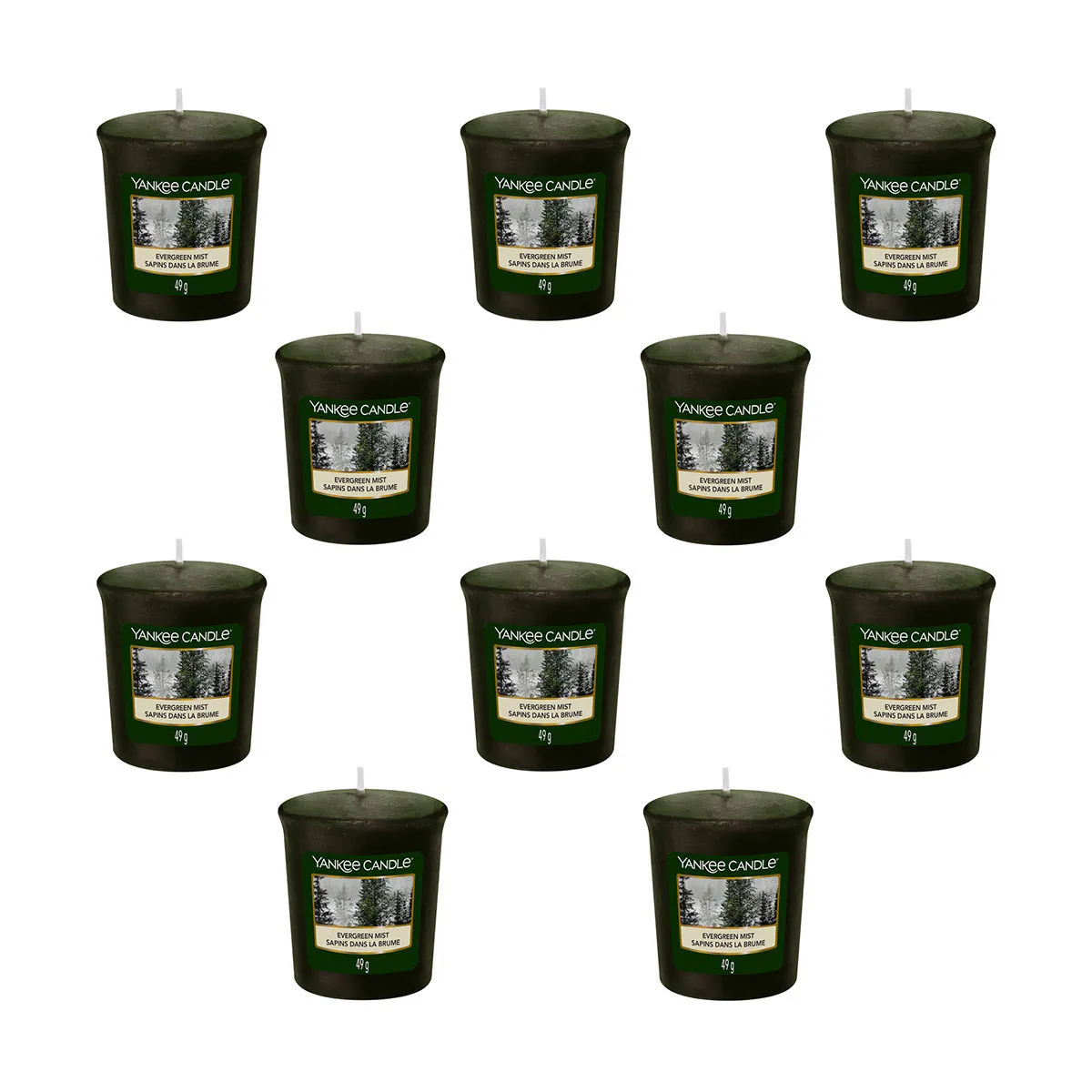 Yankee Candle Classic Votive Evergreen Mist Scented Candles - Pack of 10