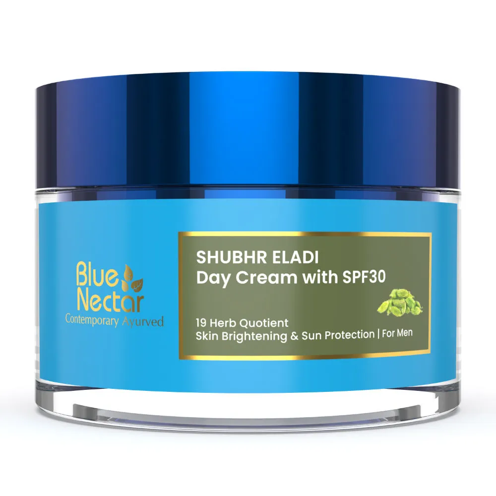 Blue Nectar Brightening Sunscreen for Men with SPF 30, Natural Sun Cream for Men (19 Herbs)