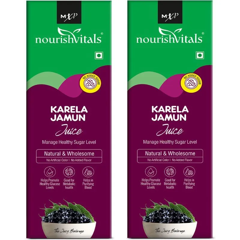 NourishVitals Karela Jamun Juice - Supports Healthy Sugar Level, Natural