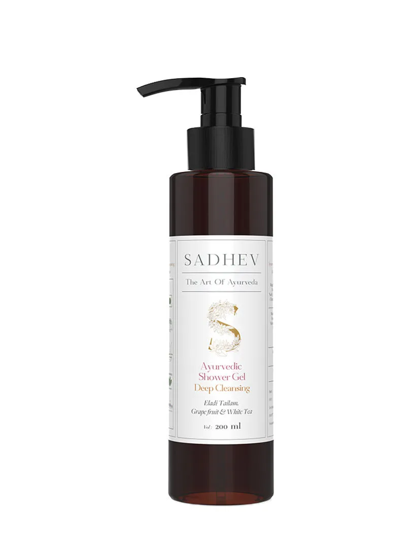 SADHEV Ayurvedic Eladi Tailam, Grapefruit & White Tea Deep Cleansing Shower Gel