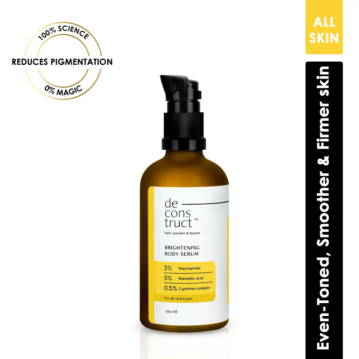 Deconstruct Brightening Body Serum- 3% Niacinamide + 5% Mandelic Acid + 0.5% Cysteine Complex (100 ml)