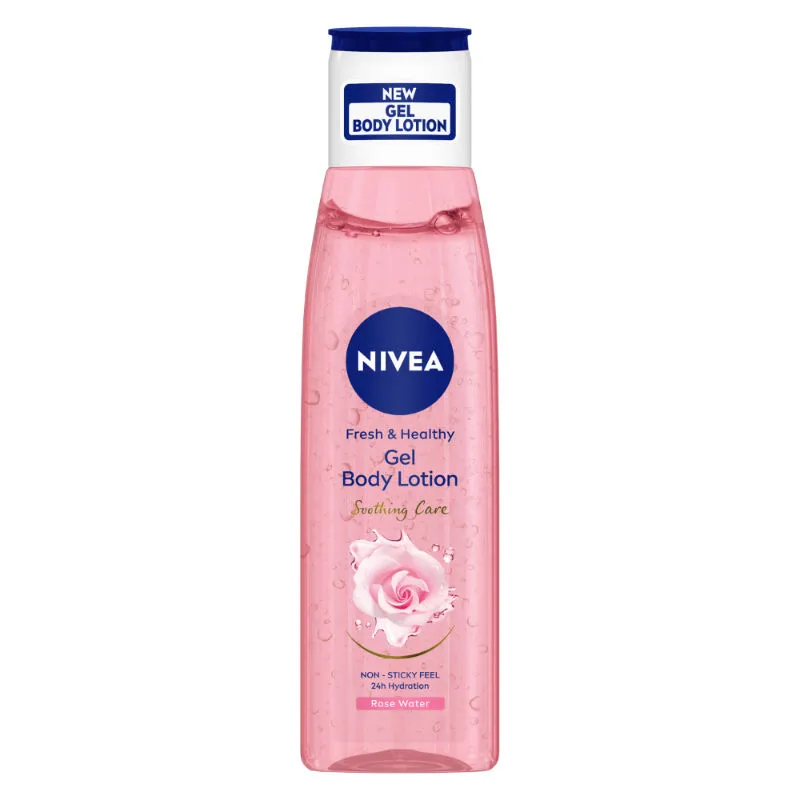 Nivea Rose Water Gel Body Lotion Non Sticky Feel, 24 Hours Hydration