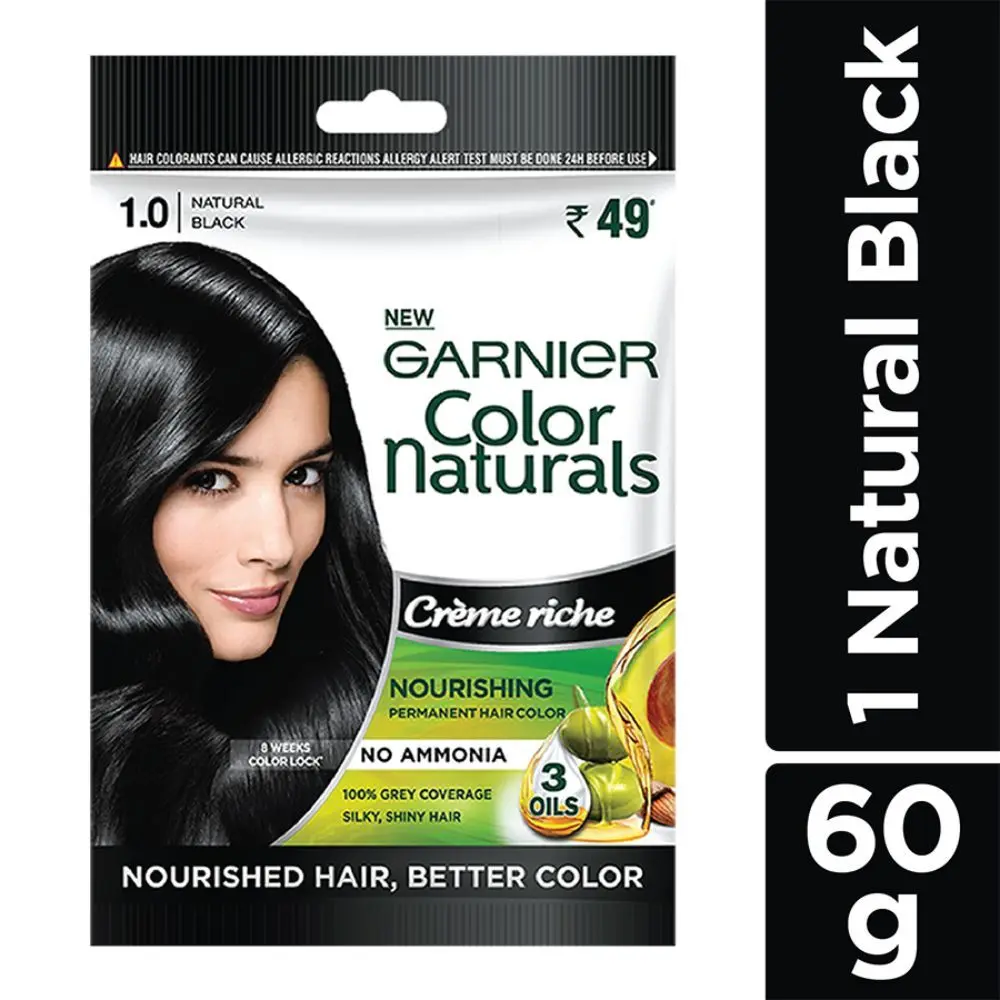 Garnier Color Naturals Creme Riche Sachet, Shade 1, Natural Black