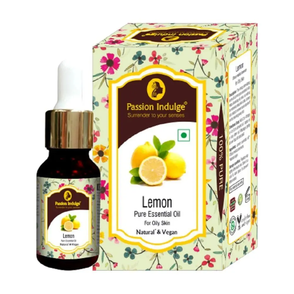 Passion Indulge Lemon Essential Oil for Acne, Pimple, Oily Skin, Dry Hair and Dandruff - 10ml